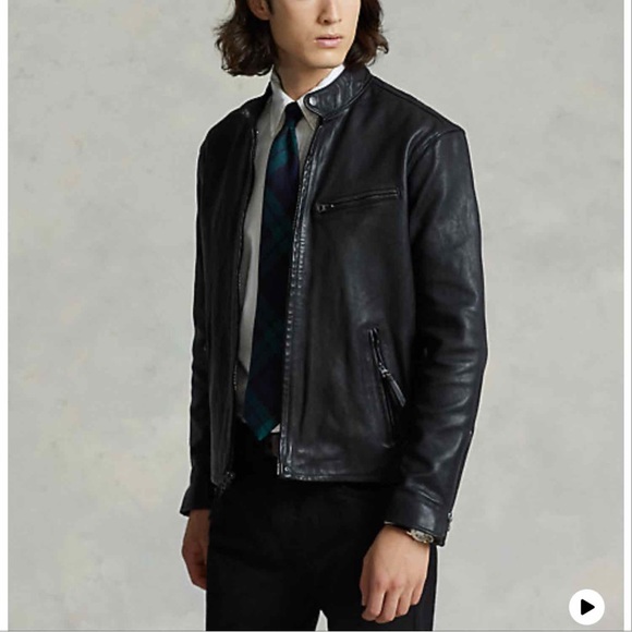 Polo Ralph Lauren Lambskin Café Racer Leather Jacket - Picture 4 of 13